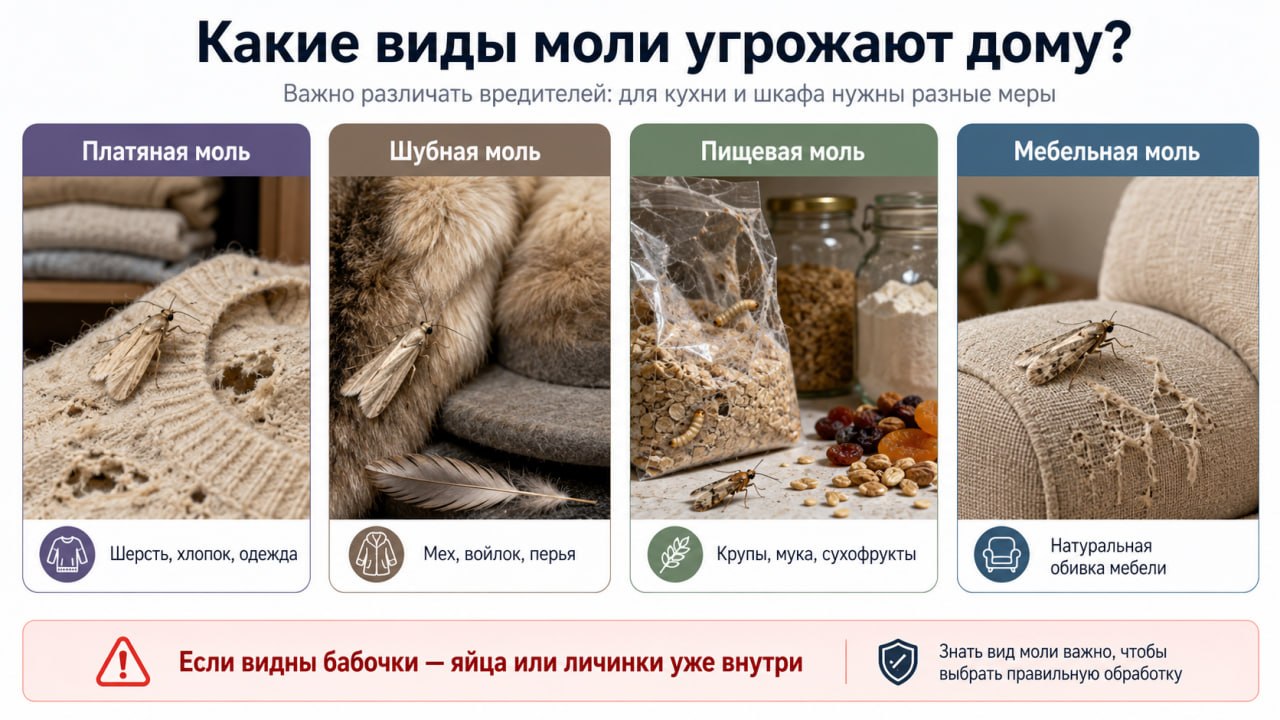 Какие виды моли угрожают дому и почему важно знать врага